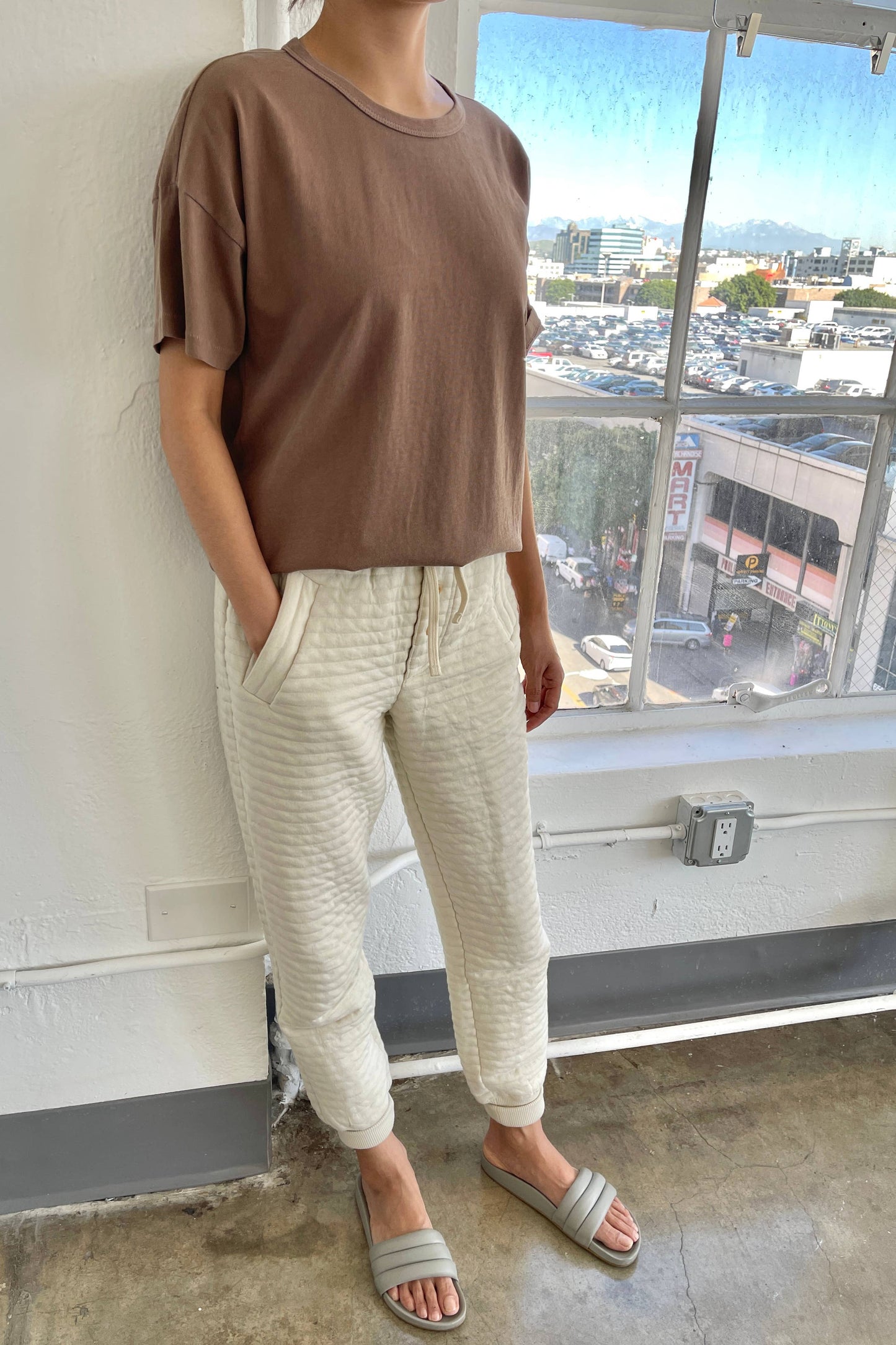 Her Cotton Tee Chocolate embroidered with LOVE