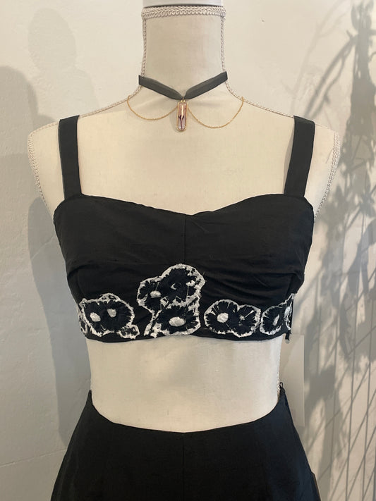 Bra Top silk Shantung with applique