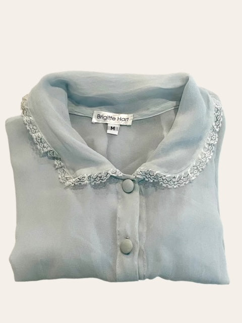 Butterfly Blouse Cloud Blue Silk Chiffon