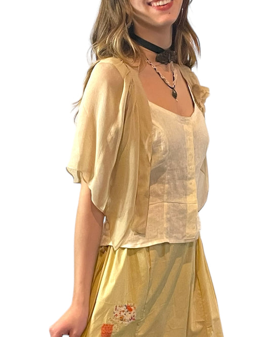 PEPLUM WAISTCOAT - VEST - CREME LINEN