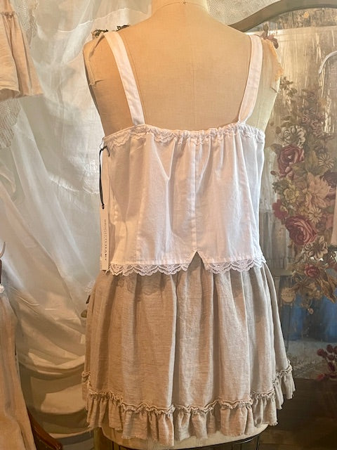 Linen Mini Skirt with Ruffle