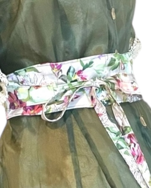 Cummerbund Tie Waist Belt - Sash - Floral Print