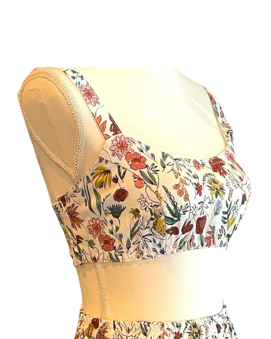 Button Back Bra Top - Garden Party Print