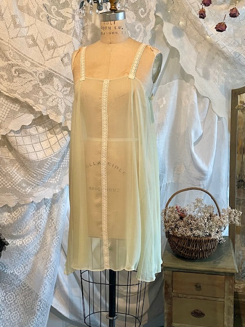 BABY DOLL SLIP DRESS - PALE SPRING YELLOW GREEN