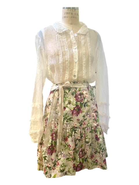 Estelle Structured Cotton Floral Skirt - Above Knee Length