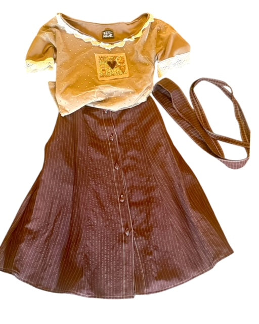 Front Button Prairie Skirt Below Knee Length