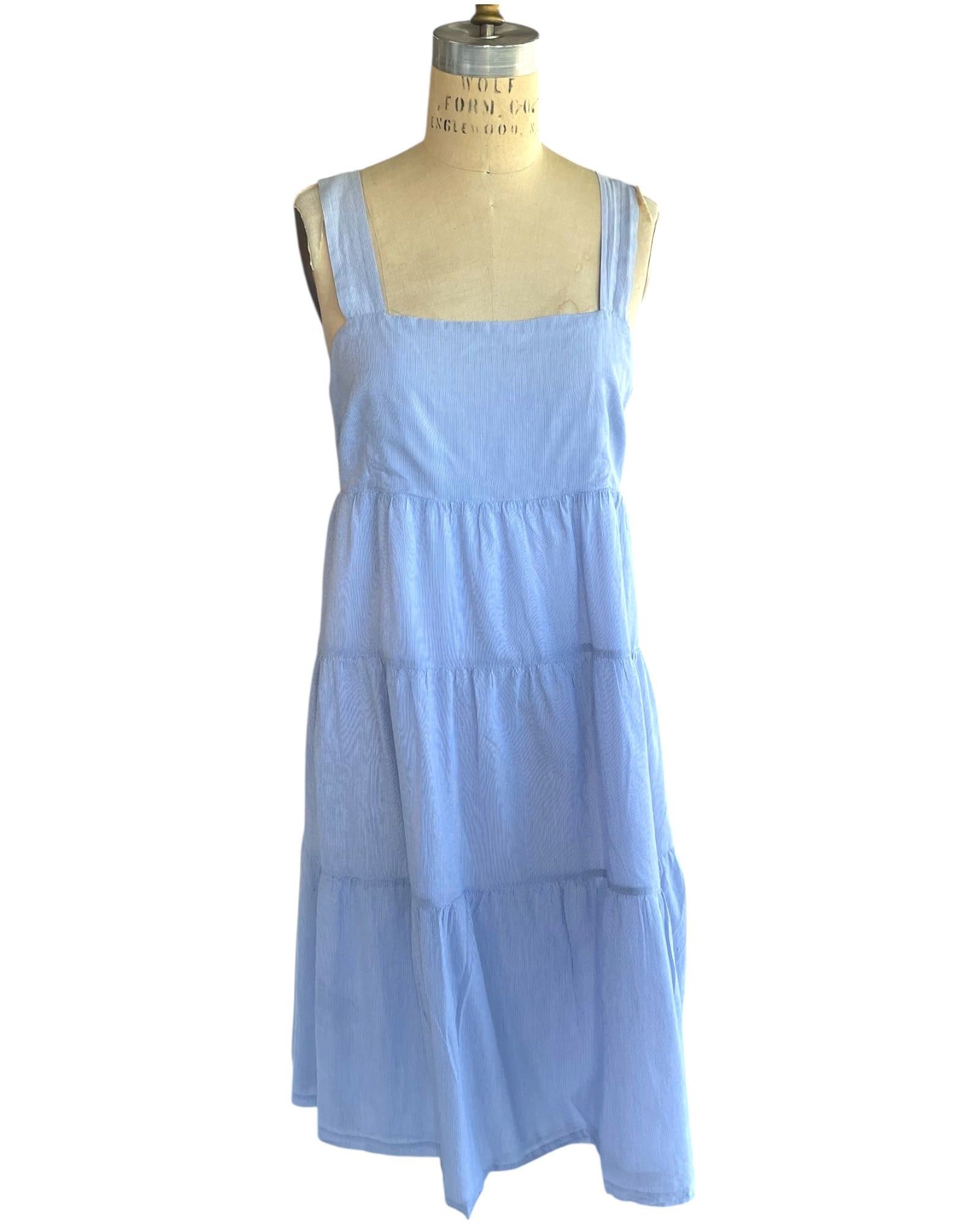 madewell blue stripe dress Cassie Button-Front Midi Dress in Linen