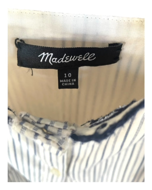 White Cotton Pin Striped Dress with border anglaise - Madewell - Size 10 - previously loved