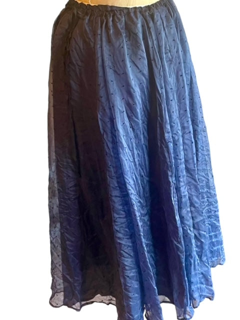 Tuberosa Skirt - Navy Silk Swiss Dot Organza