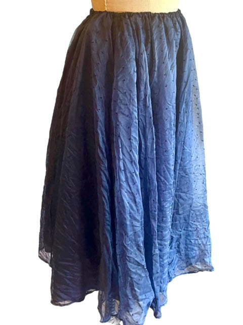 Tuberosa Skirt - Navy Silk Swiss Dot Organza