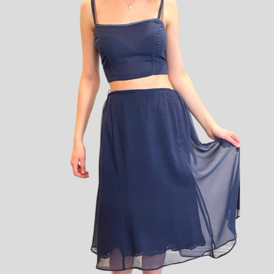 Silk Tie Waist Overskirt - Indigo - BEST SELLER