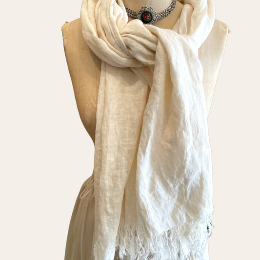 Linen Hand Frayed Shawl OOTD