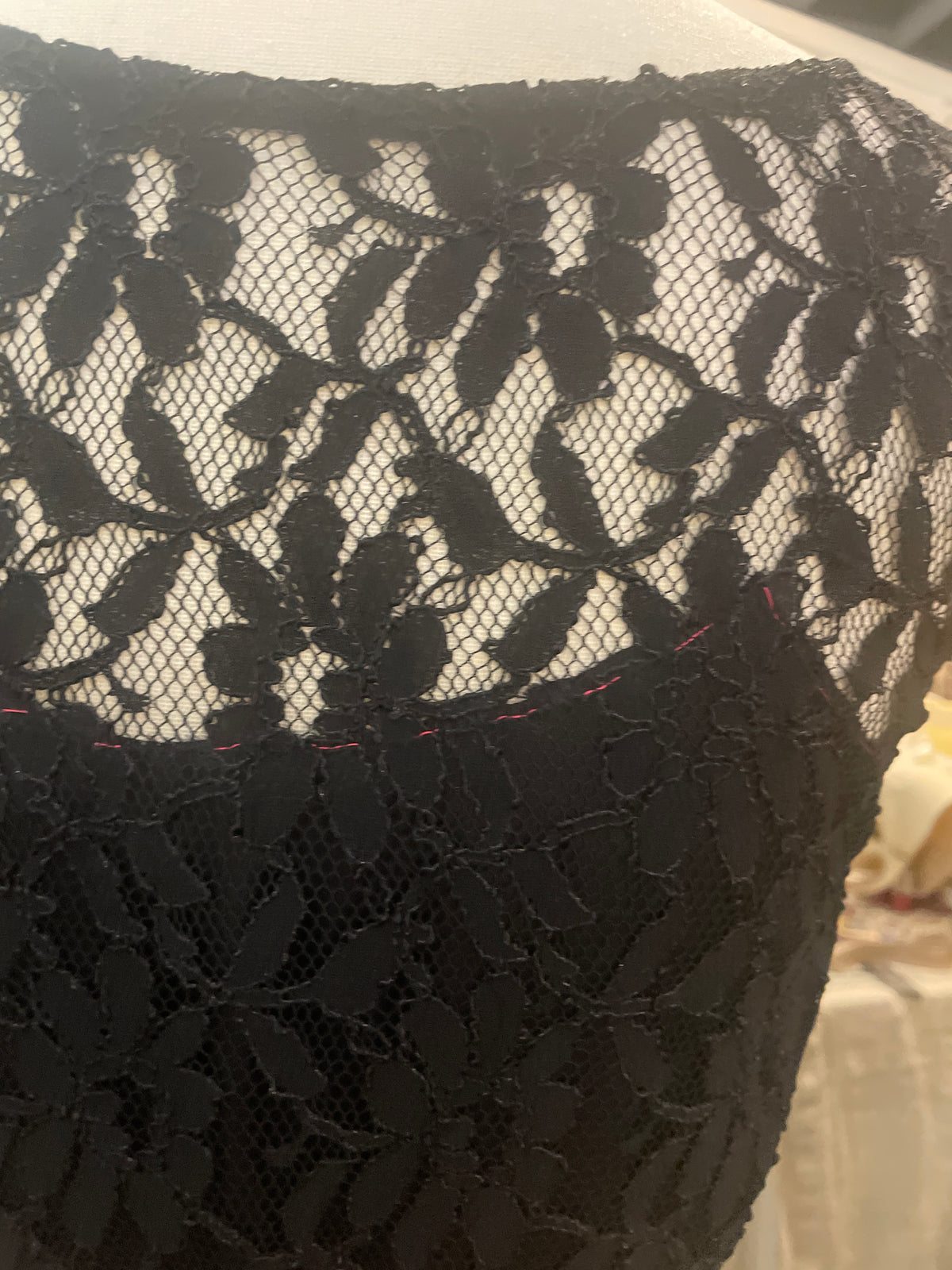 Gothic Black lace dress with whimsical velvet belt size 8