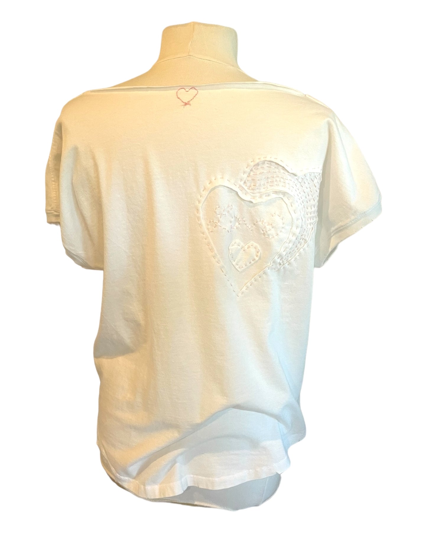 EMBROIDERED TEE -  2 Hearts Lace Applique