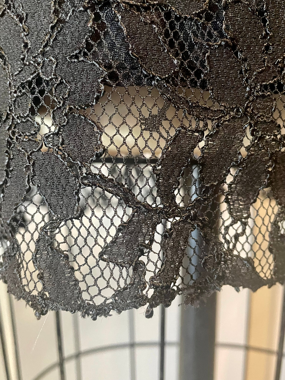 Gothic Black lace dress with whimsical velvet belt size 8
