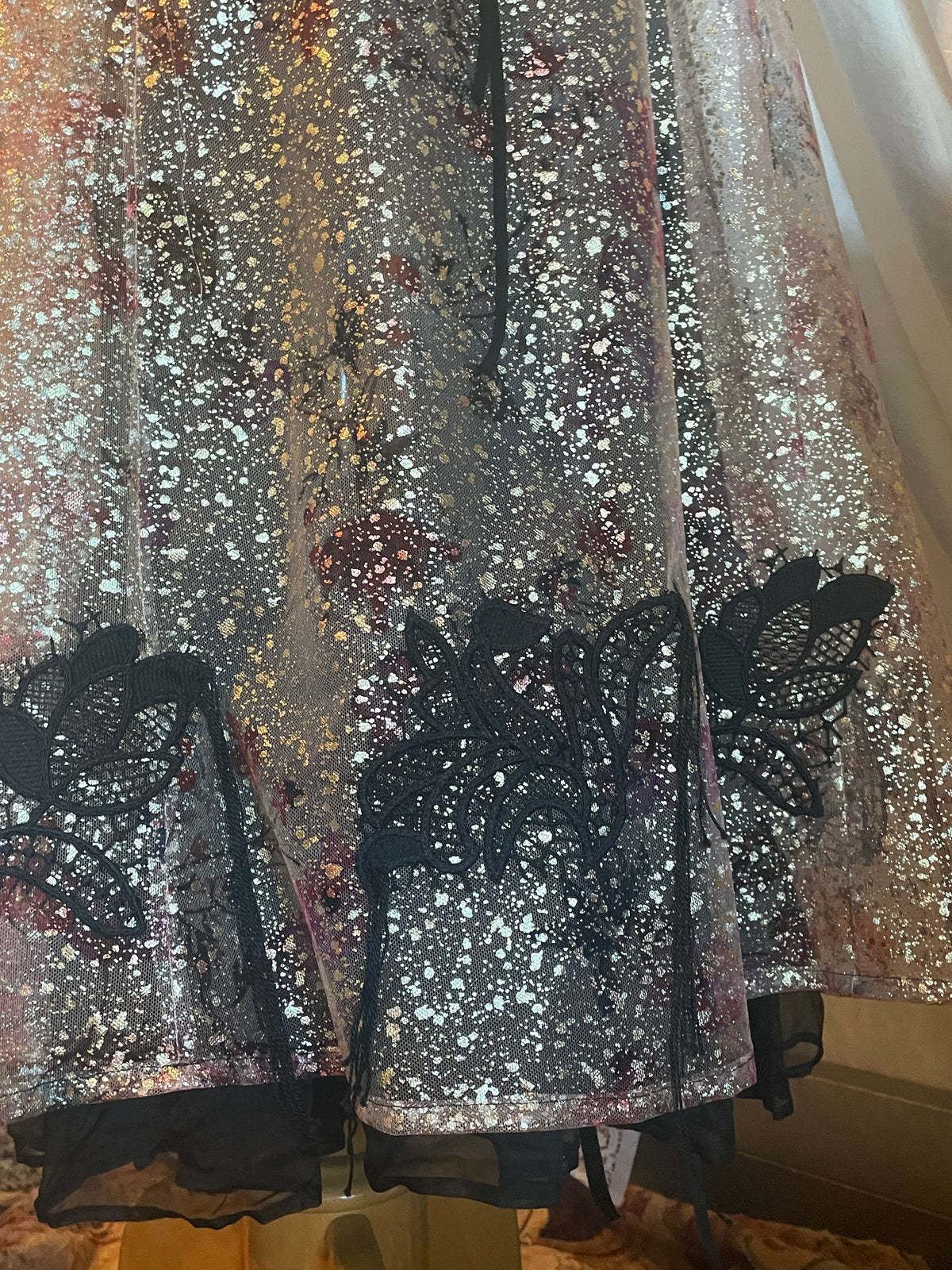 Metallic Tulle Midi Full Skirt one size
