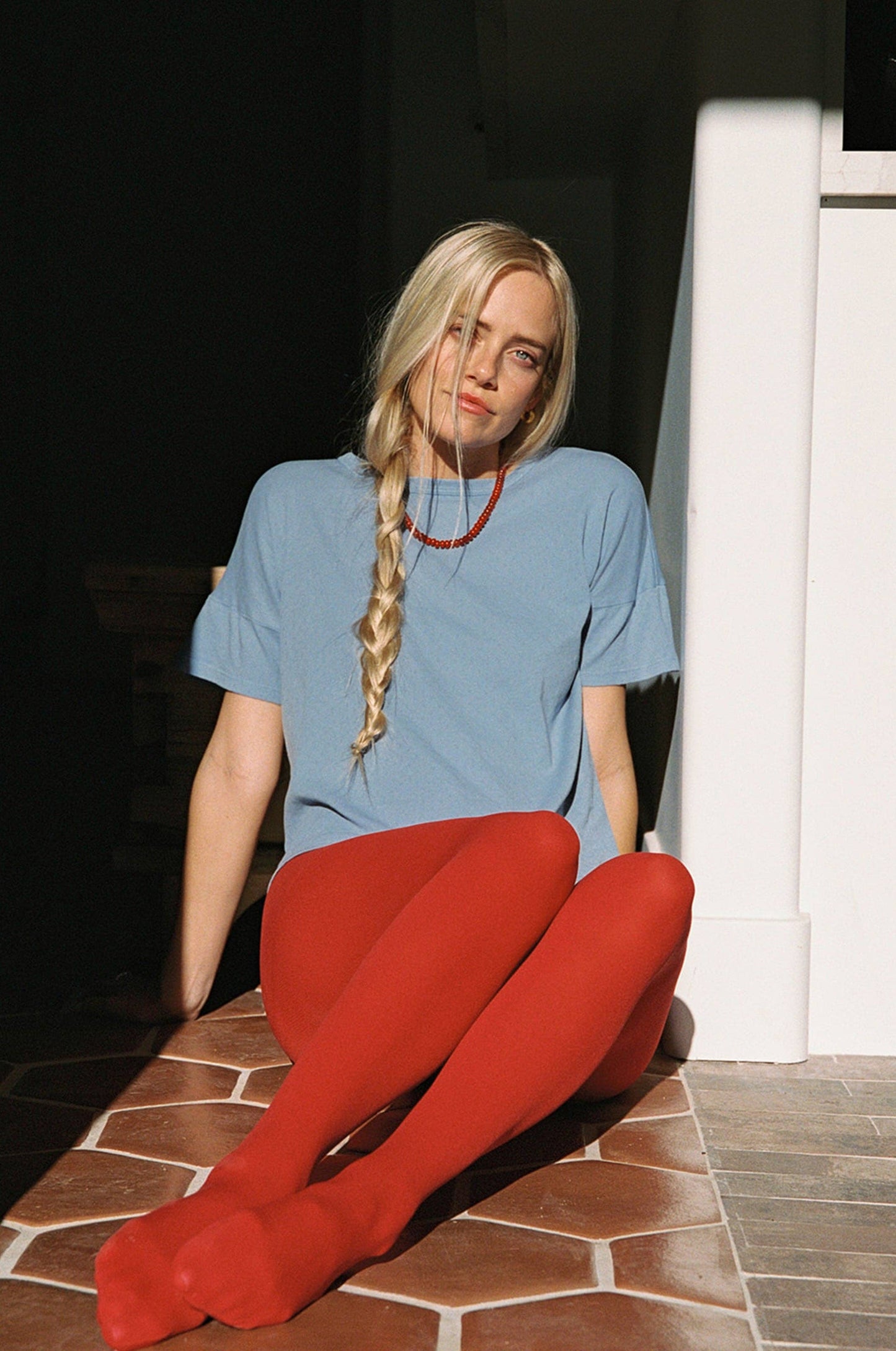 Petit Pointelle Tee: Bleu