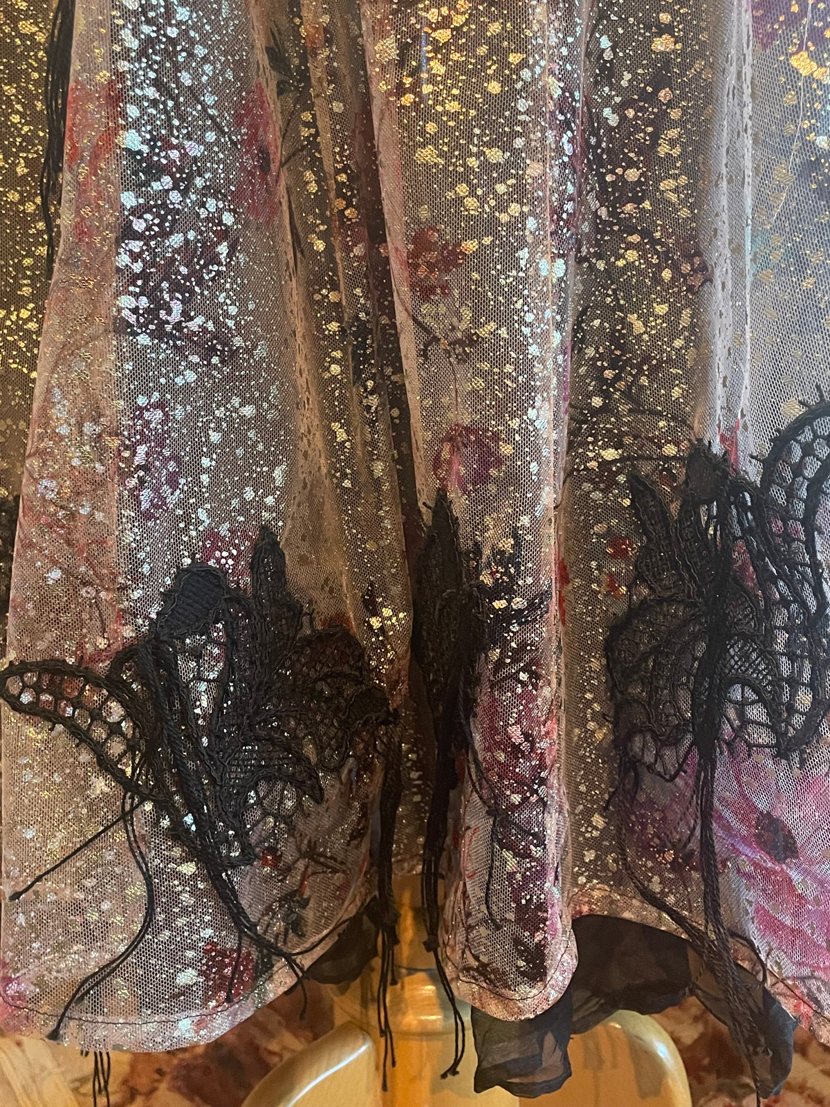 Metallic Tulle Midi Full Skirt one size