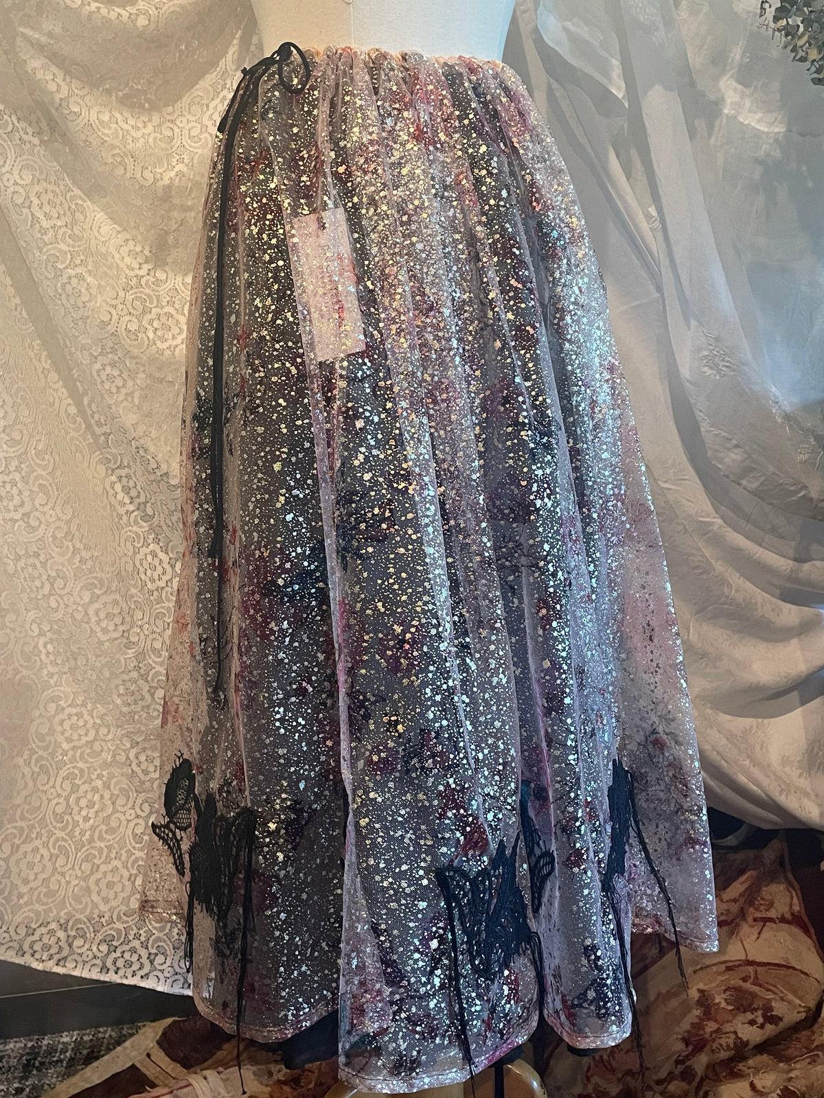 Metallic Tulle Midi Full Skirt one size