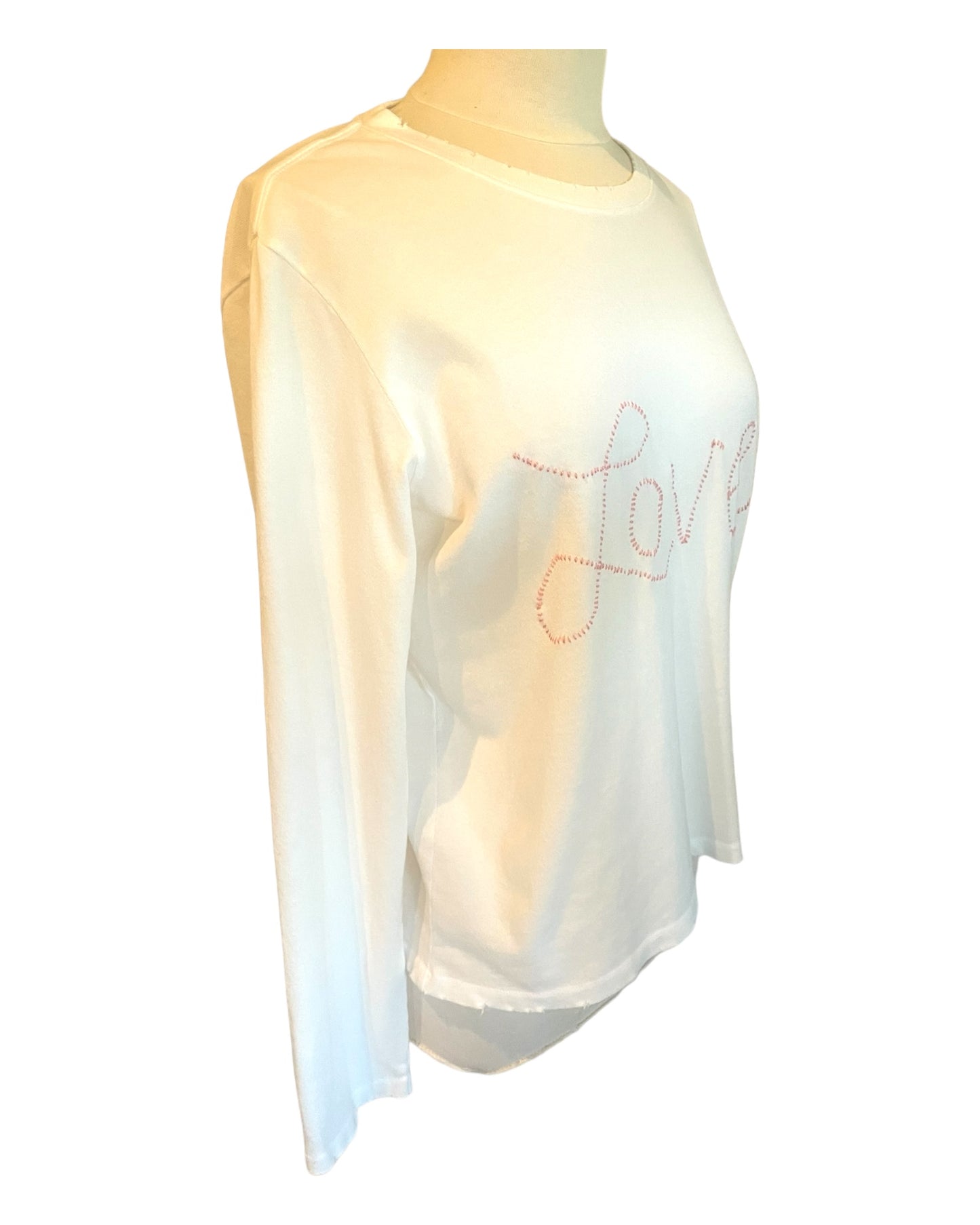 Embroidered Love Everyday Long Sleeve Tee - White