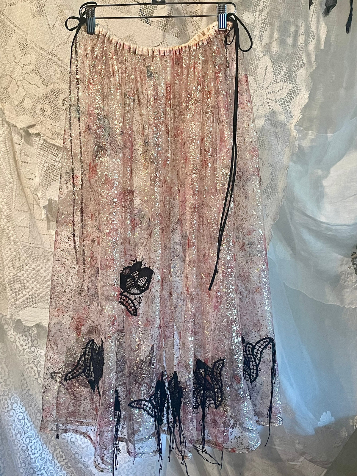 Metallic Tulle Midi Full Skirt one size