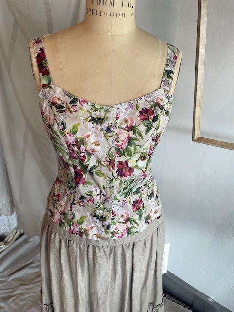 PEPLUM WAISTCOAT - VEST - BLOOMING MEADOW PRINT - COTTON