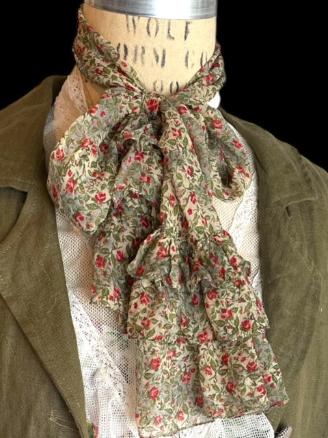 Ruffled Jabot neck scarf -silk chiffon