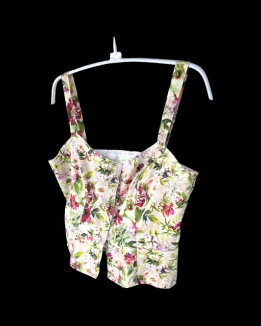 PEPLUM WAISTCOAT - VEST - BLOOMING MEADOW PRINT - COTTON