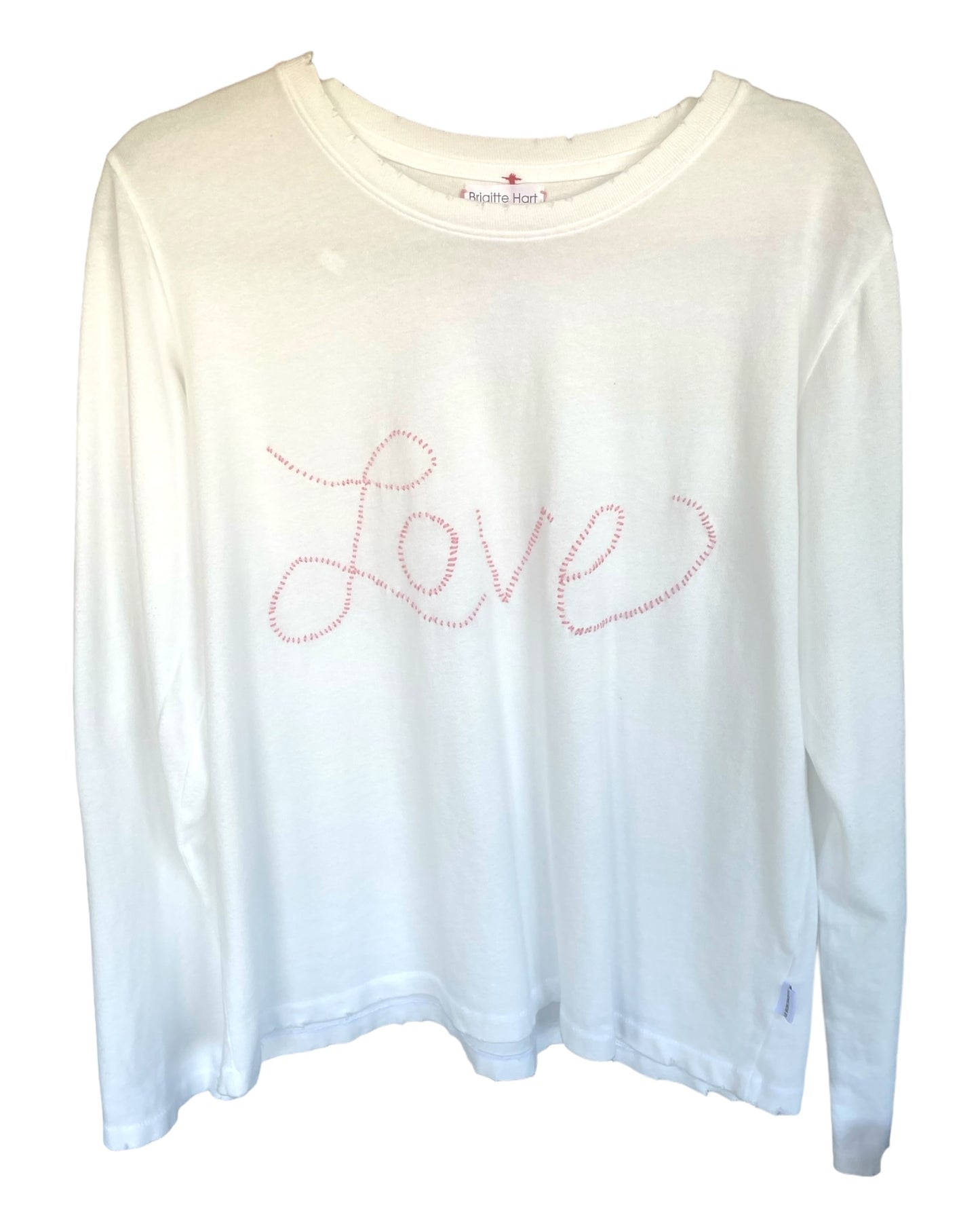 Embroidered Love Everyday Long Sleeve Tee - White