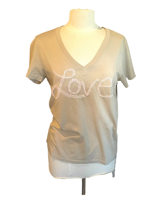 Love Pre-shrunk Cotton Tee in Beige