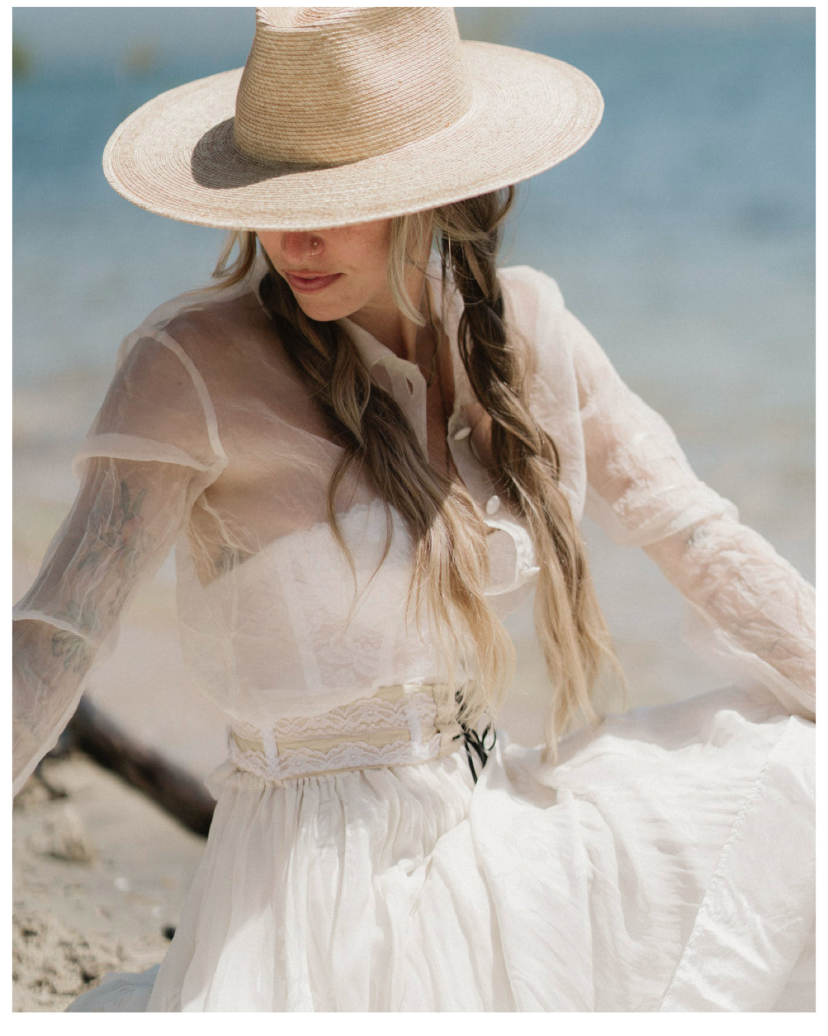 LONG SLEEVE BLOUSE - Sheer Silk - Natural White