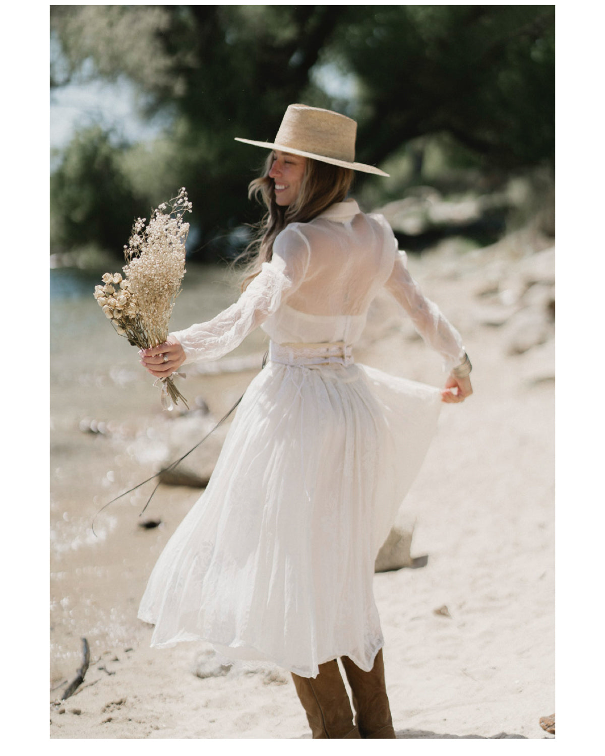 LONG SLEEVE BLOUSE - Sheer Silk - Natural White