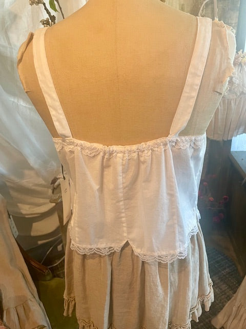 COTTON CAMI WITH VINTAGE LACE