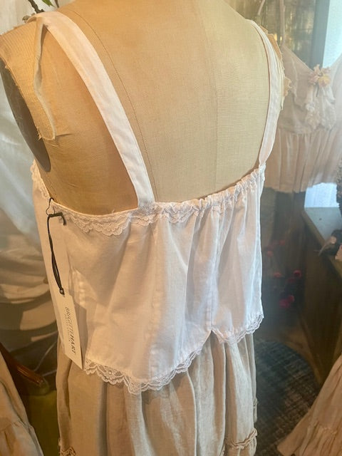 COTTON CAMI WITH VINTAGE LACE