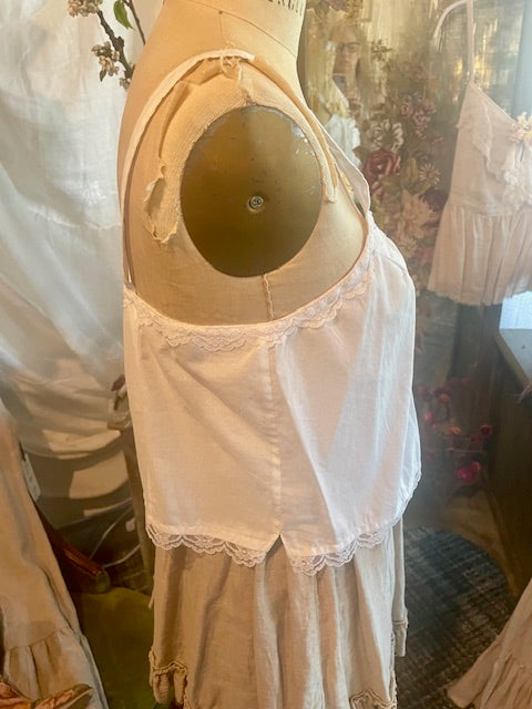 COTTON CAMI WITH VINTAGE LACE