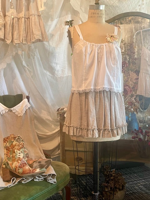 Linen Mini Skirt with Ruffle
