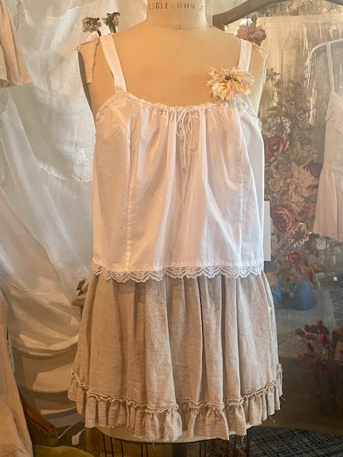 Linen Mini Skirt with Ruffle