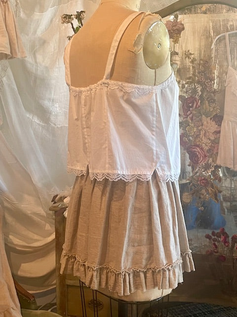 Linen Mini Skirt with Ruffle