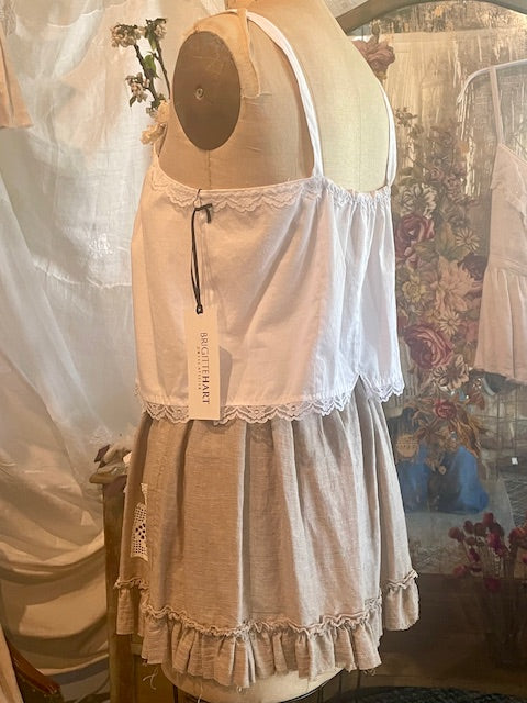 Linen Mini Skirt with Ruffle