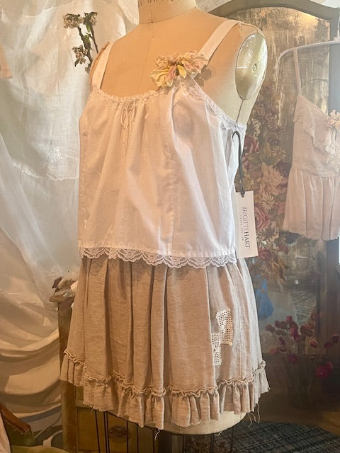 Linen Mini Skirt with Ruffle