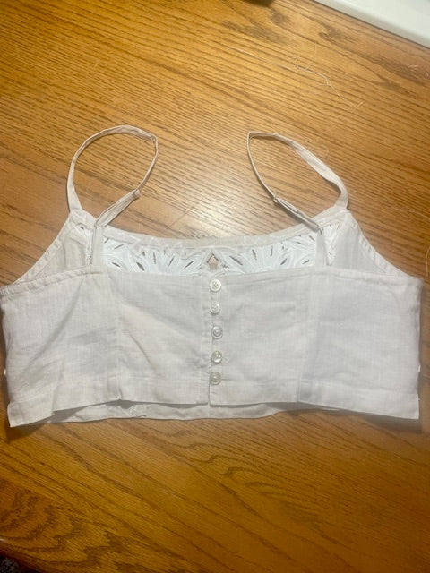 Linen Bralette with Lace Cut-outs