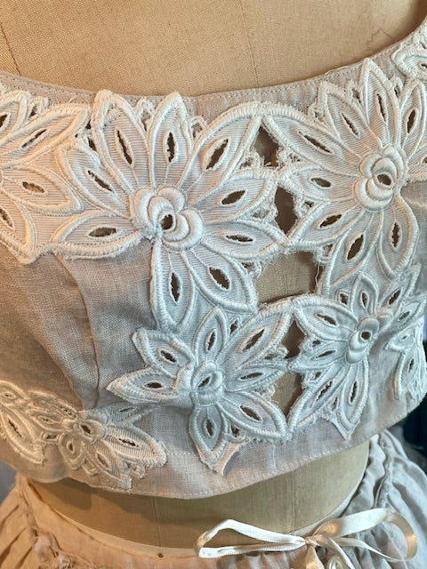 Linen Bralette with Lace Cut-outs
