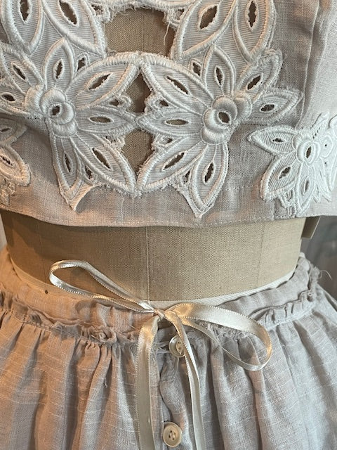 Linen Bralette with Lace Cut-outs