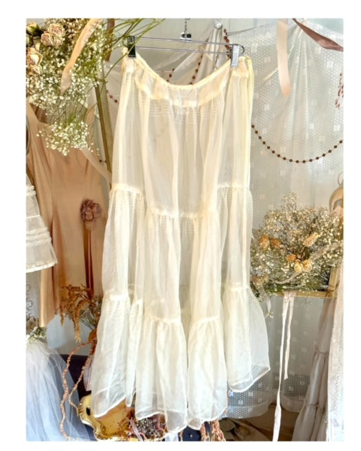 CLEMENTINE 3 Tiered SKIRT - Natural White Sheer Silk - Limited Edition