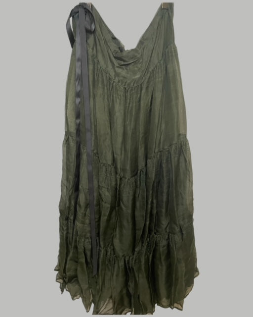 CLEMENTINE SKIRT - Forest Green Silk
