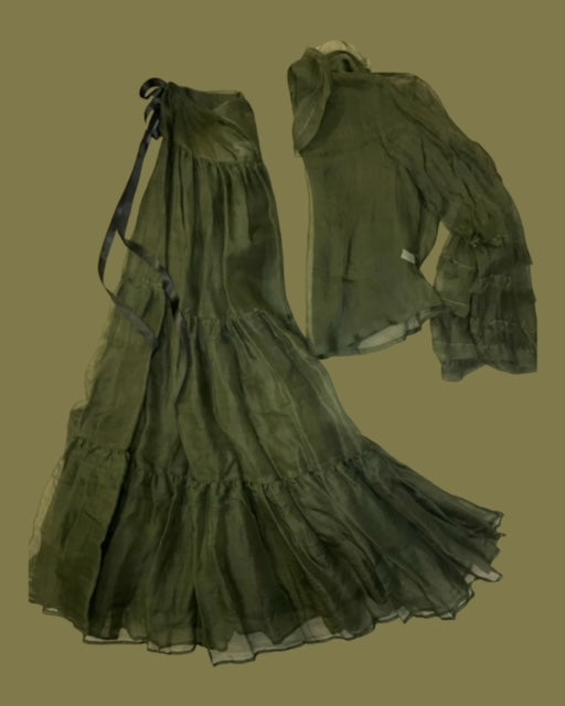PRAIRIE BLOUSE - Forest Green Silk