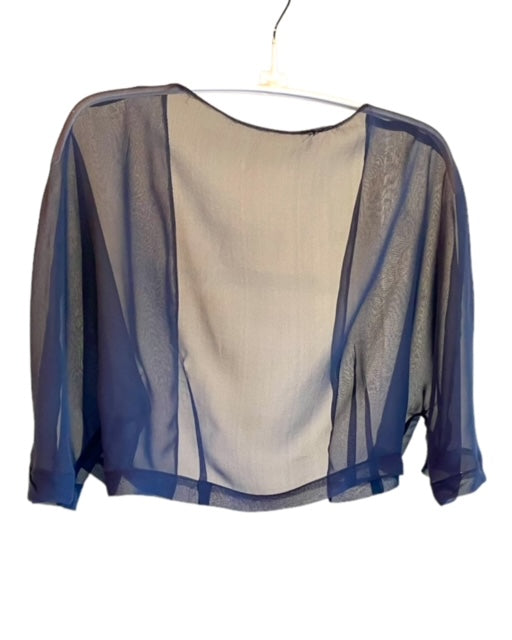 Collarless Cropped Bolero Cover-up - Navy Silk Chiffon