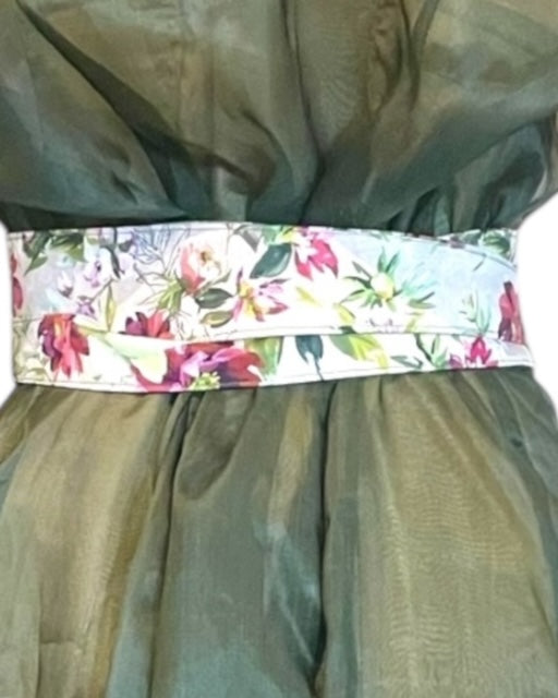 Cummerbund Tie Waist Belt - Sash - Floral Print