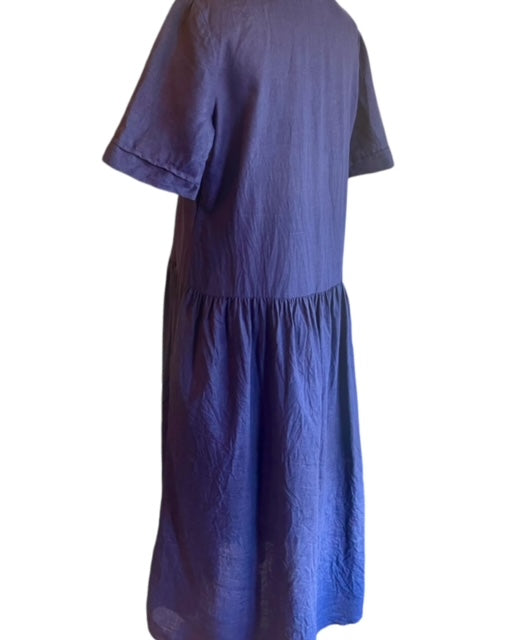 Day Dress - Navy Blue Linen