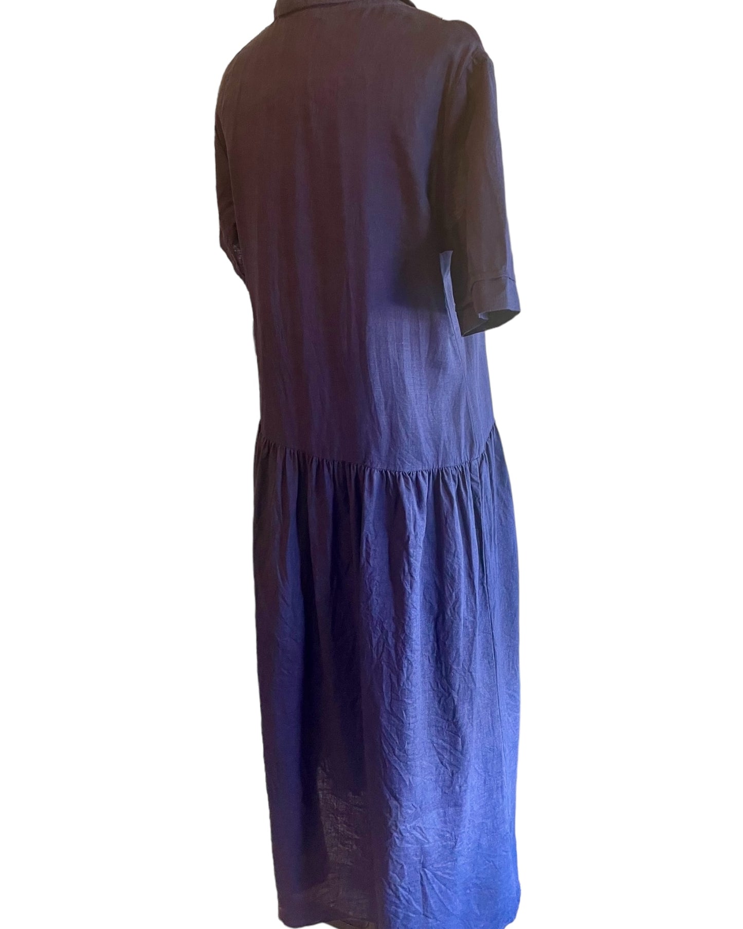 Day Dress - Navy Blue Linen